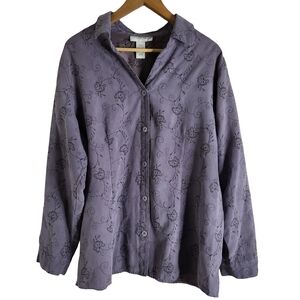 Sag Harbor Lavender Floral Button-Up Jacket
